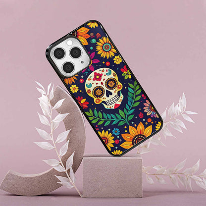 iPhone 15 Pro Max Case — Sunflowers And Skulls, Unique Phone Case Design