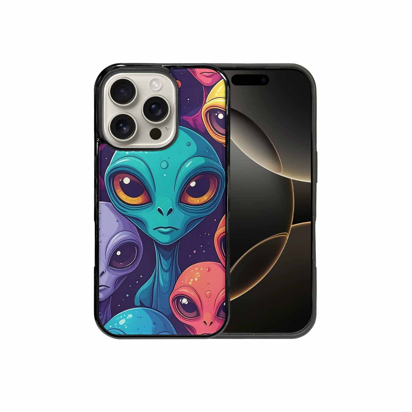 iPhone 16 Pro Case — Alien Ufo Cartoon Art Pattern Groovy, Original Design Phone Case