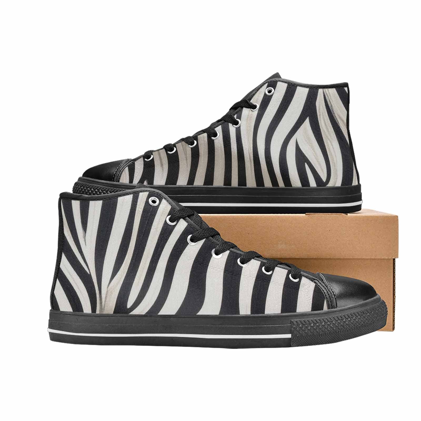MEN'S Modern Zebra Stripe High Top Canvas Neon Fantasy Sneakers