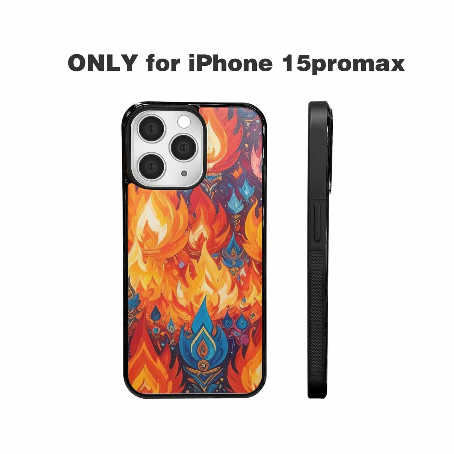 iPhone 15 Pro Max Case — Flame Burst Full Color Vibrant Flame, Custom Print Case Cover