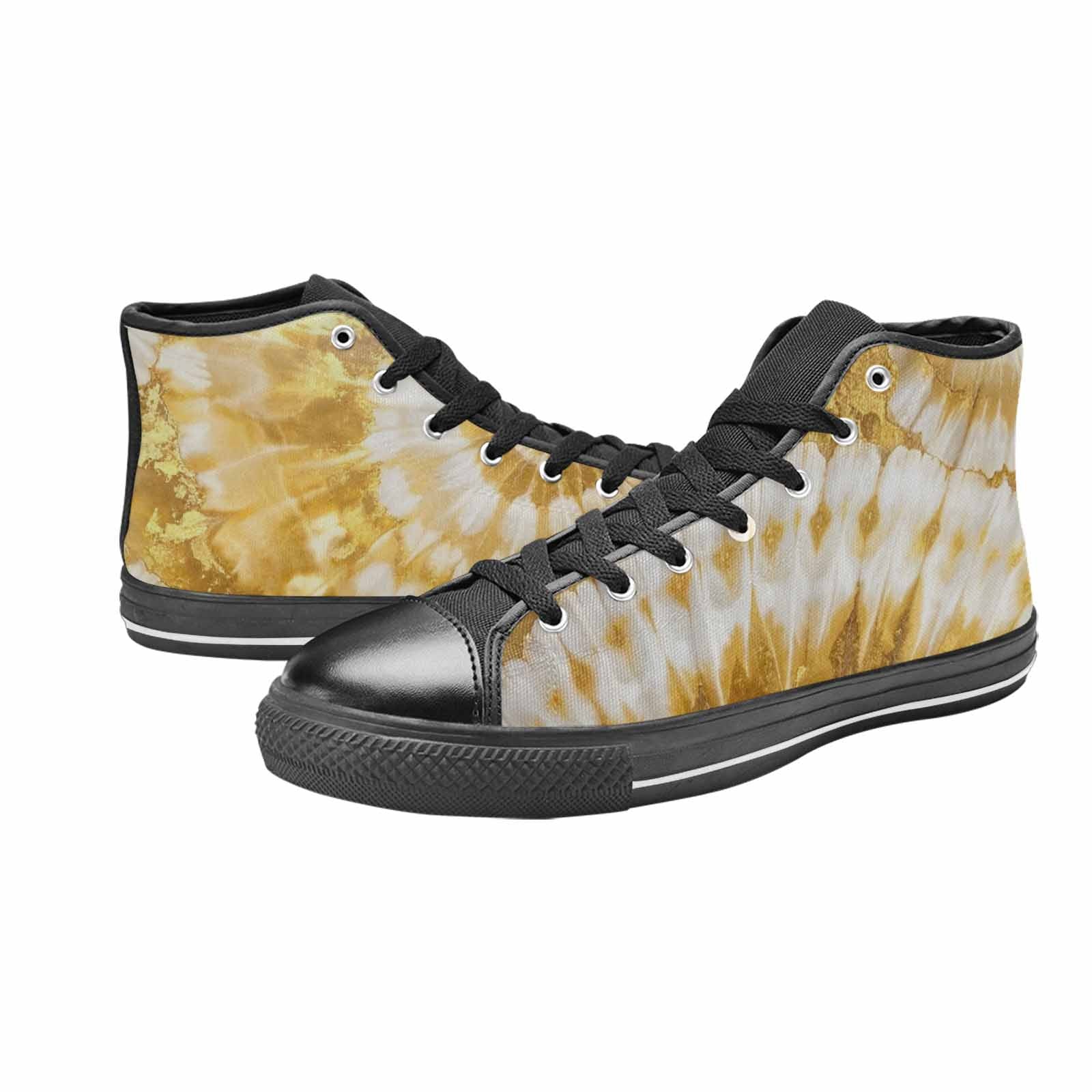 MEN'S Tie Dye Metallic Gold White High Top Canvas Y2K Shoes