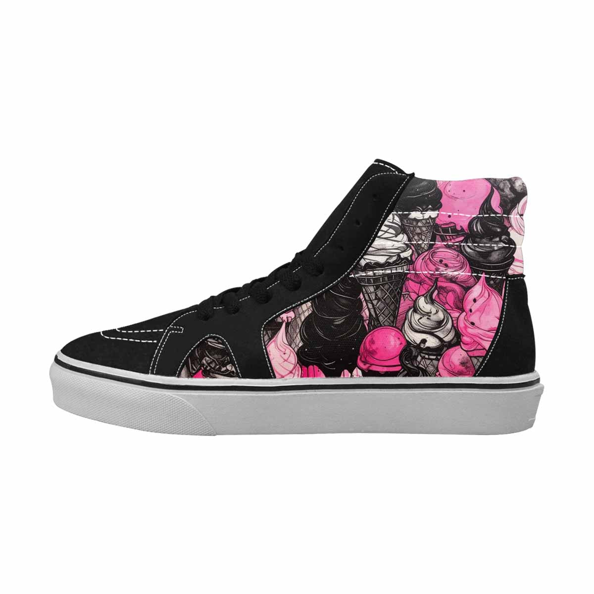 MEN'S Ice Cream Motif High Top Canvas Melting Art Custom Sneakers