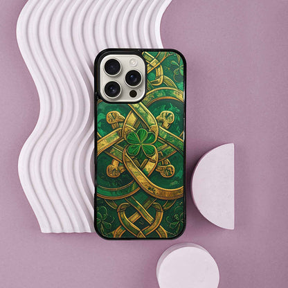 iPhone 16 Pro Max Case — Irish Celtic Knot Pattern Shamrocks Seamless, Custom Made Phone Cover