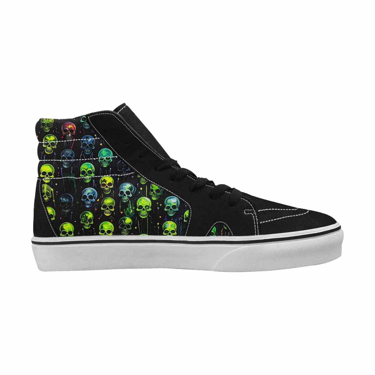 MEN'S Skeletons  Neon Green High Top Canvas Surreal Shoes
