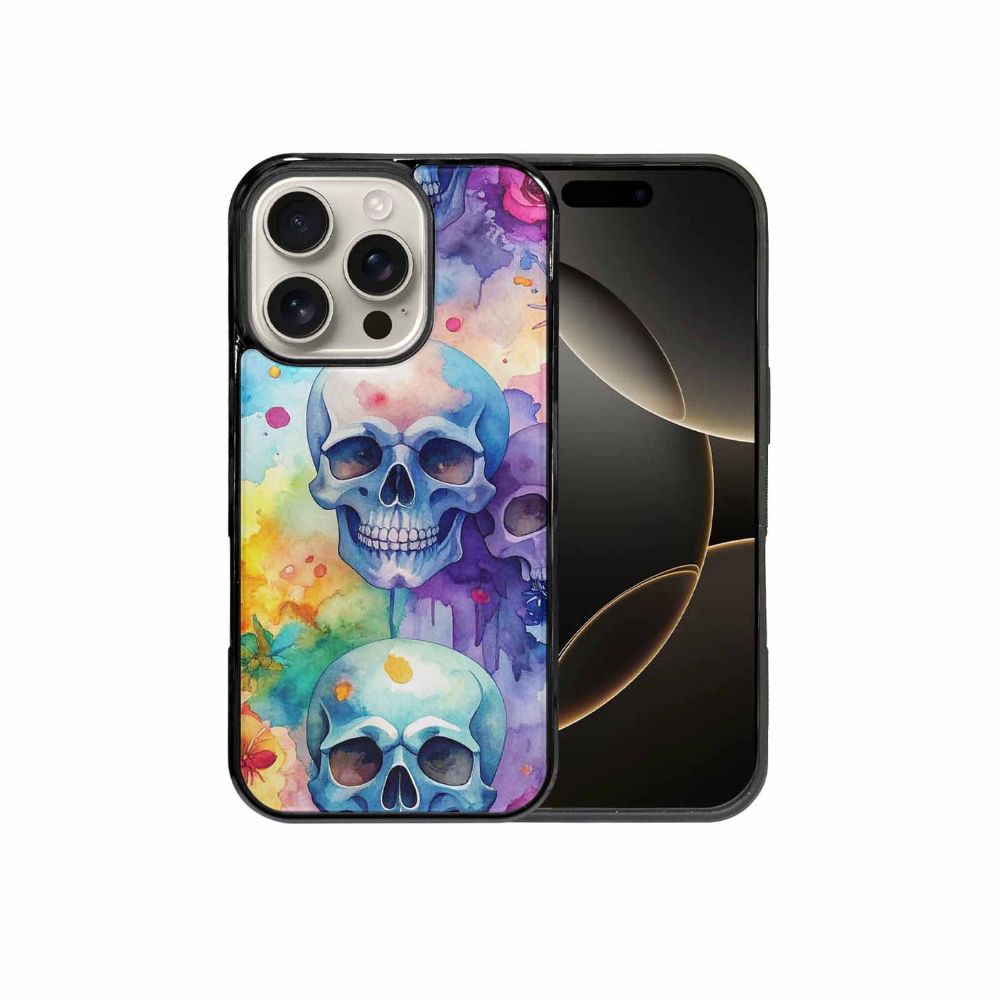 iPhone 16 Pro Case — Kulls Watercolor Skulls Small Skull Pattern, Unique Phone Case Design