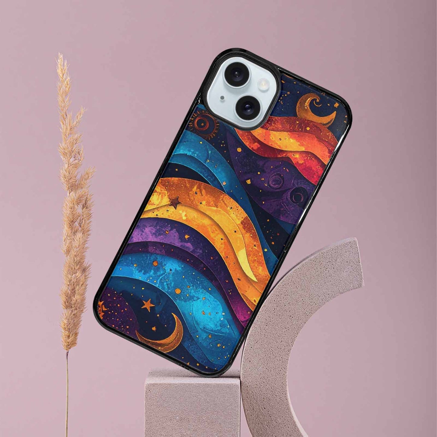 iPhone 15 Plus Case — Steampunk Galaxy Art Seamless Pattern Vibrant, Customized Protective Case
