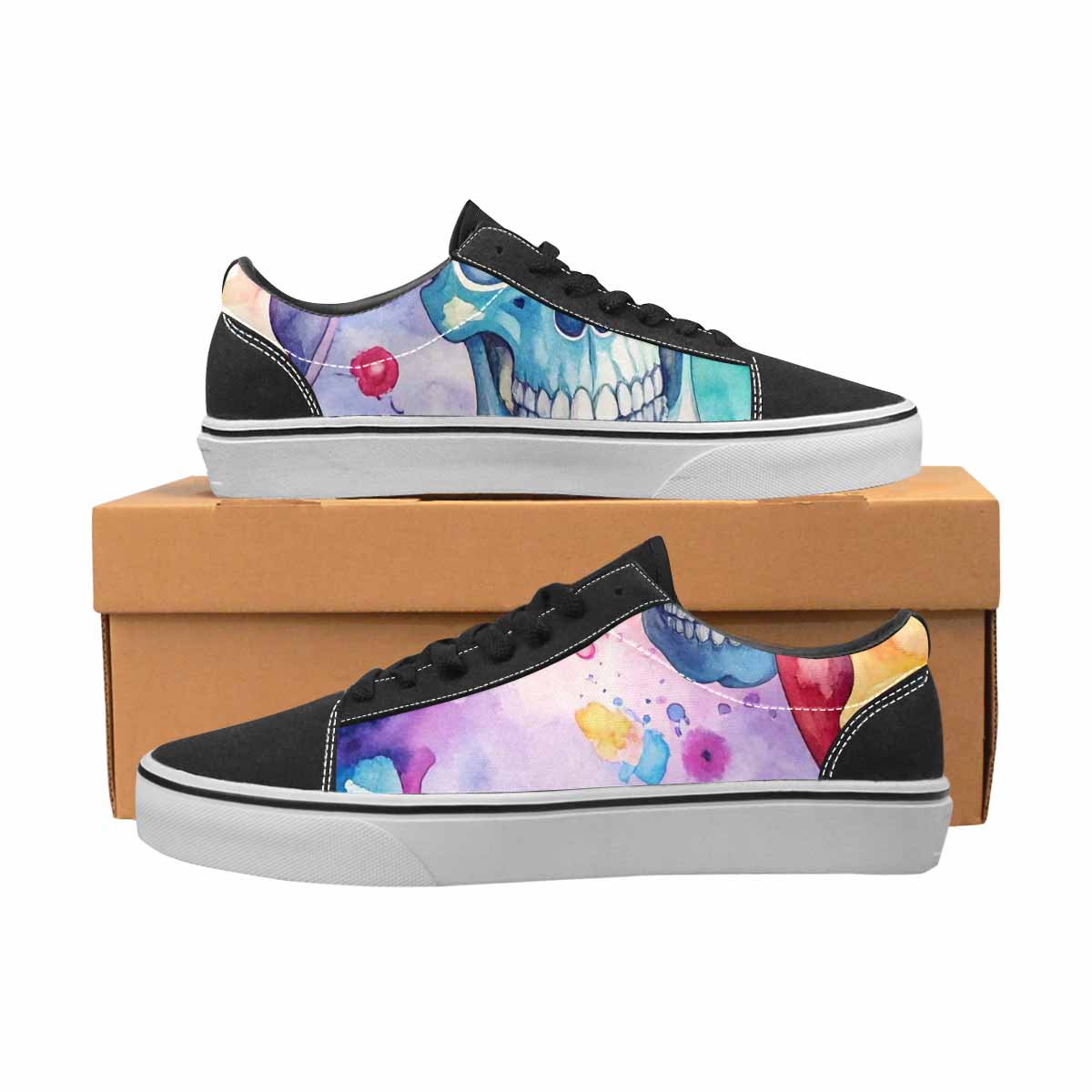 WOMEN'S Kulls - Watercolor Canvas Lace-Up Aesthetic Custom Shoes