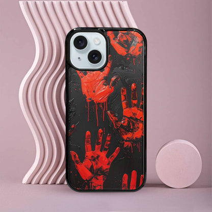 iPhone 15 Case — Halloween Splatter Handprint, Custom Print Case Cover