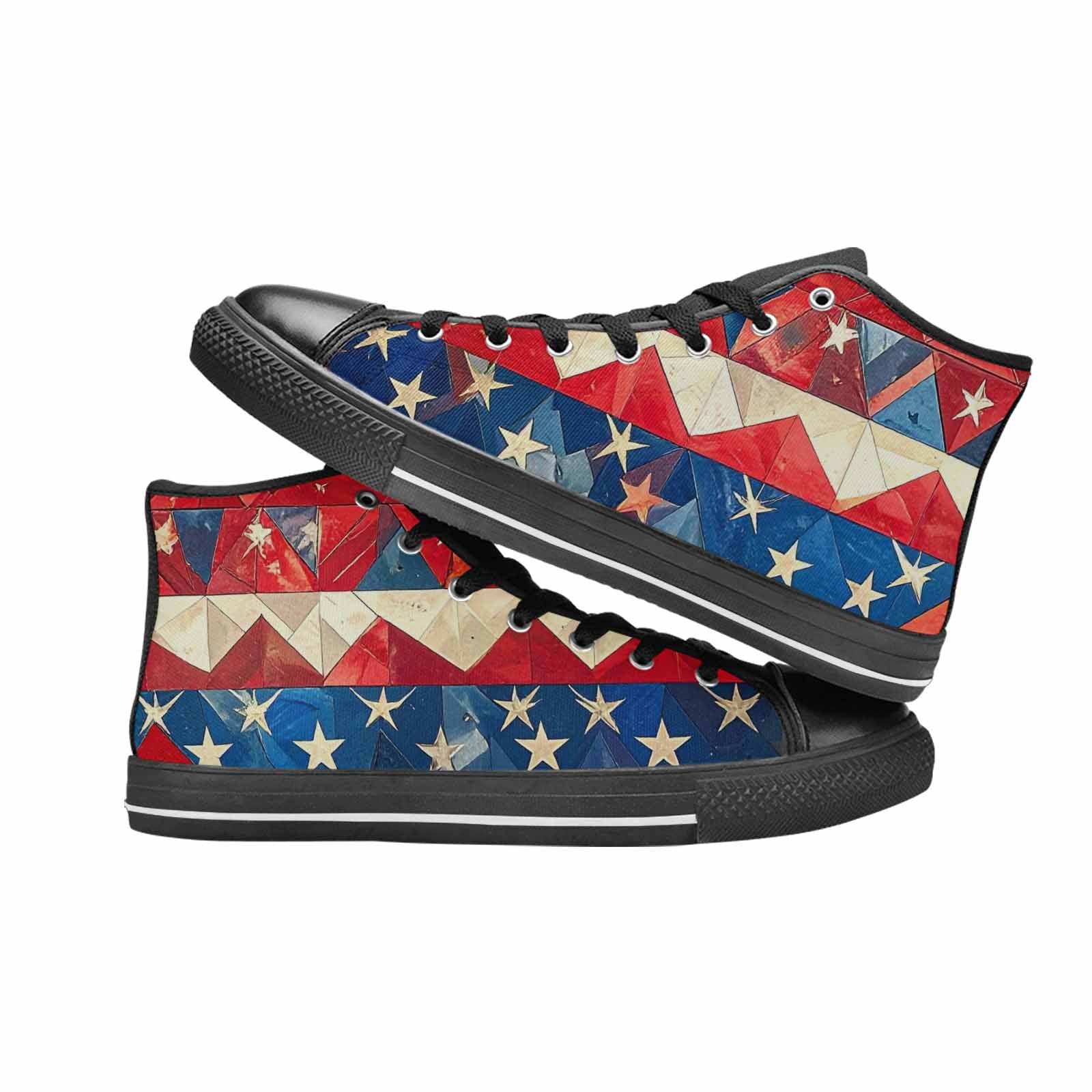 MEN'S American Flag Stars High Top Canvas Neon Fantasy Custom Shoes