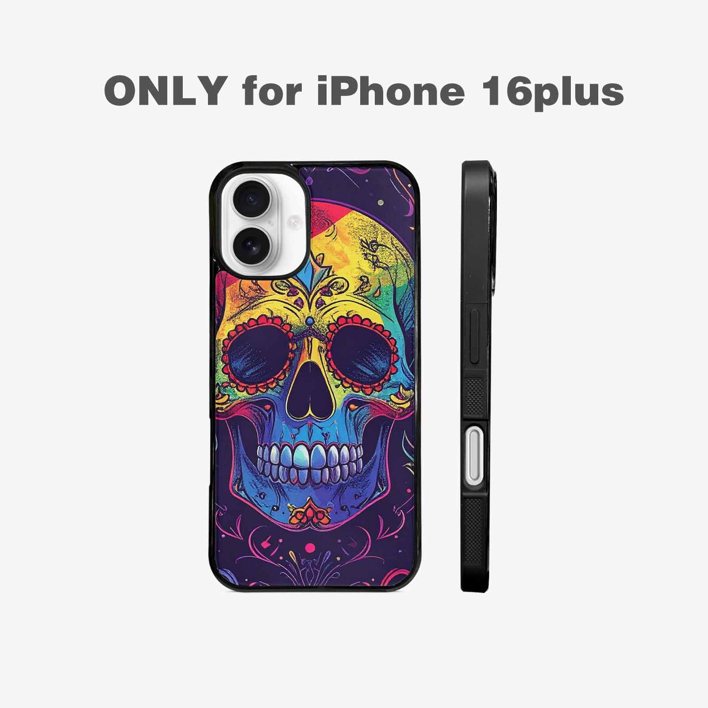 iPhone 16 Plus Case — Pride Flag Skulls Seamless Pattern Vibrant, Personalized Phone Case