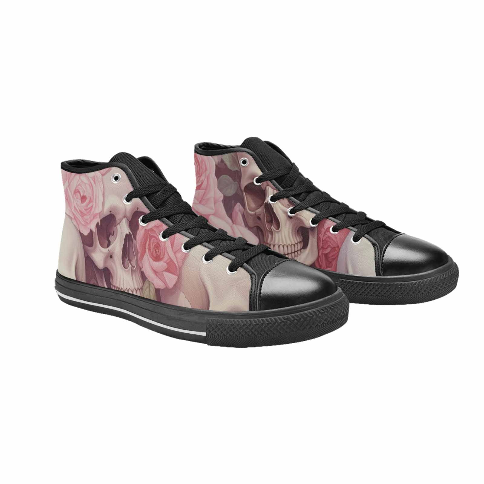 WOMEN'S Skulls Roses Soft Airbrush High Top Canvas Cottagecore Shoes