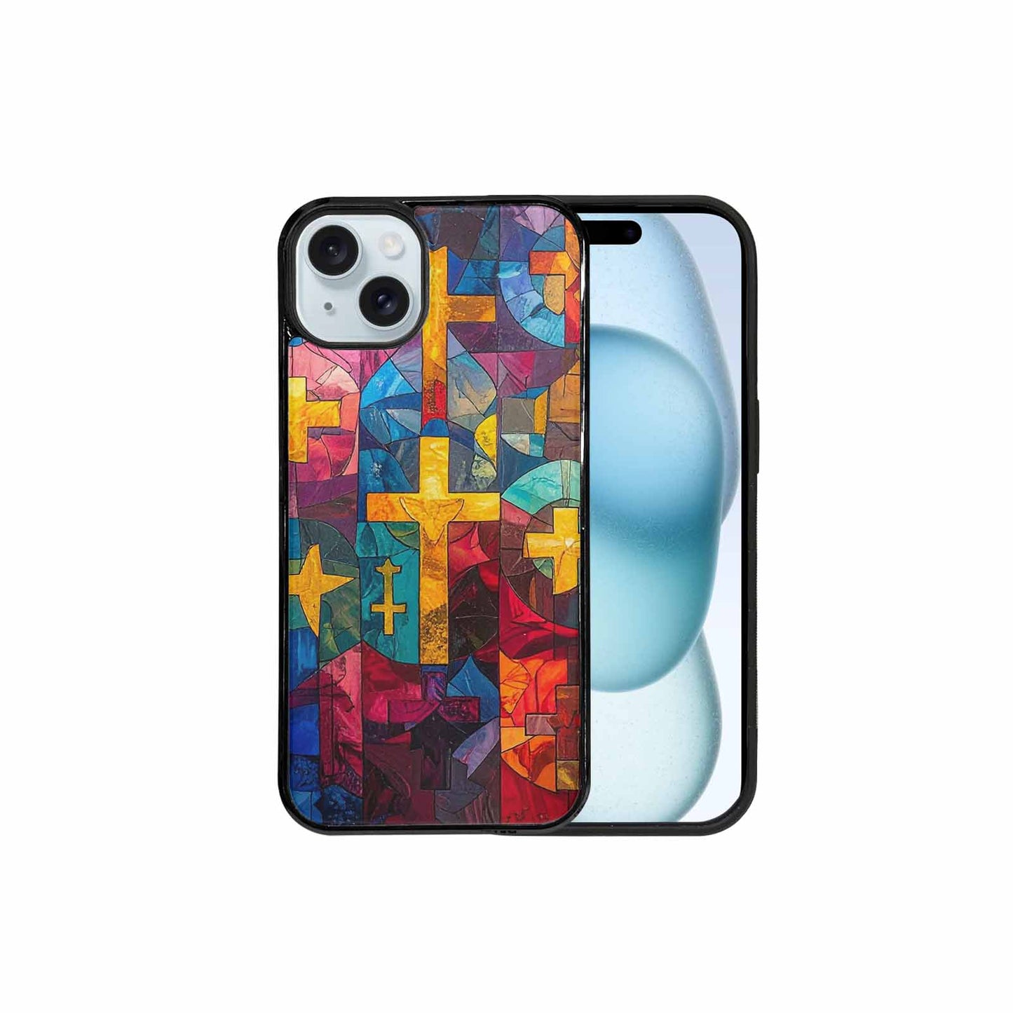 iPhone 15 Plus Case — Faith Cross And Faith Icons Pattern, Custom Designed Case Cover