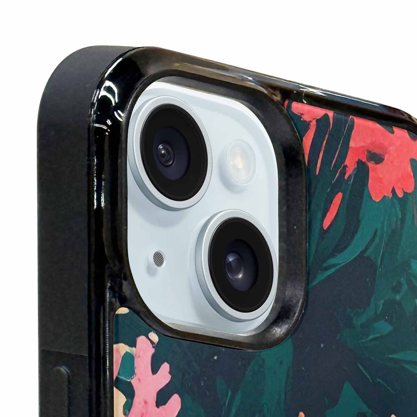 iPhone 15 Plus Case — Camo Coral Turquoise, Original Design Phone Case