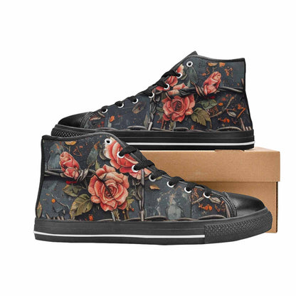 MEN'S Barbed Wire Chain High Top Canvas Wallpaper Art Shoes