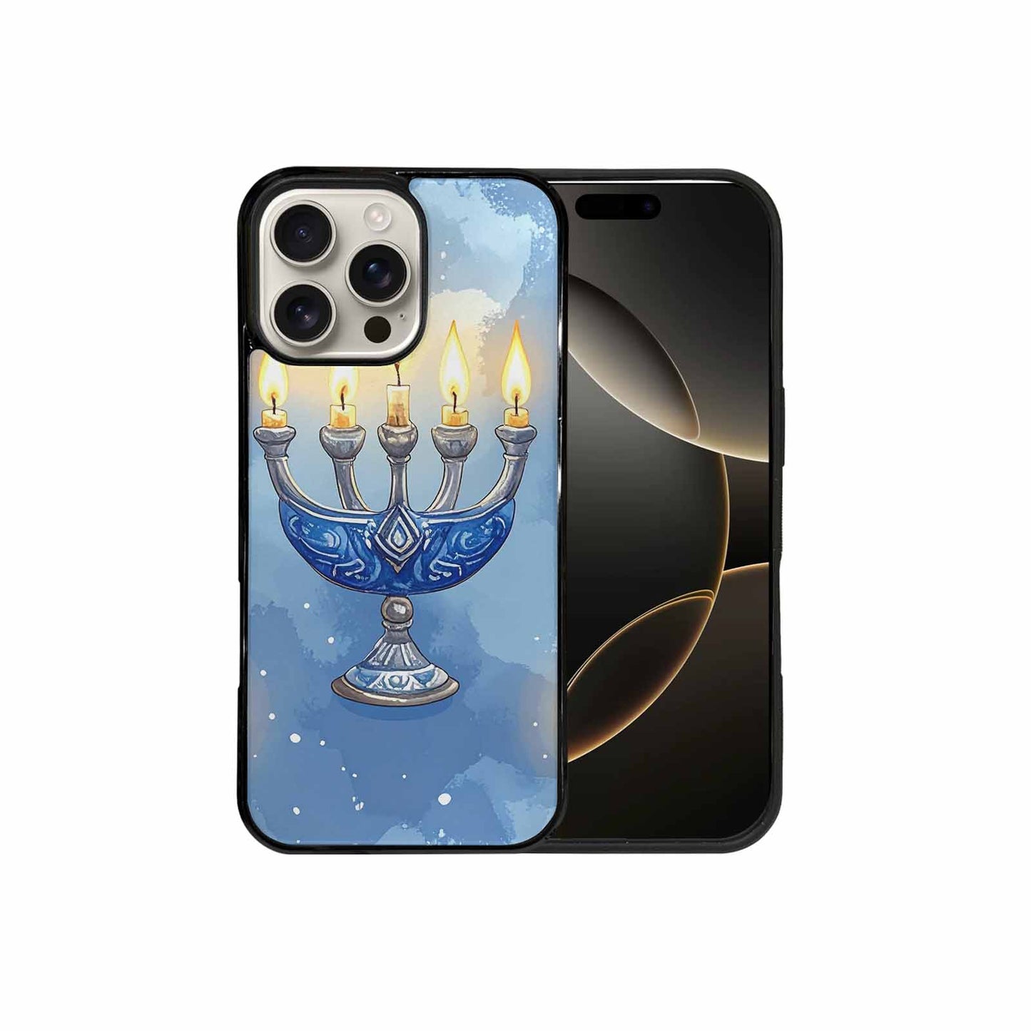 iPhone 16 Pro Max Case — Hanukkah Menorah Pattern Seamless Repeat Jewish, Custom Phone Case
