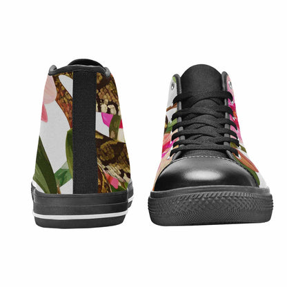 MEN'S Floral Snake Print High Top Canvas Cottagecore Custom Shoes