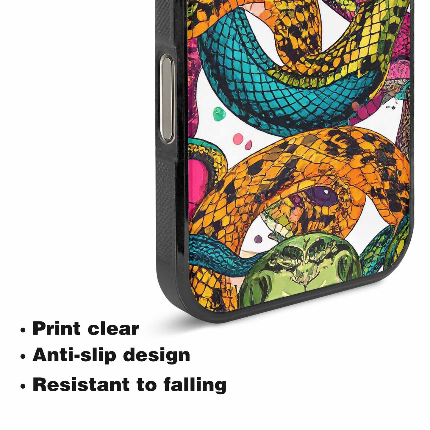 iPhone 16 Pro Case — Snake Print Skull, Custom Printed Phone Case