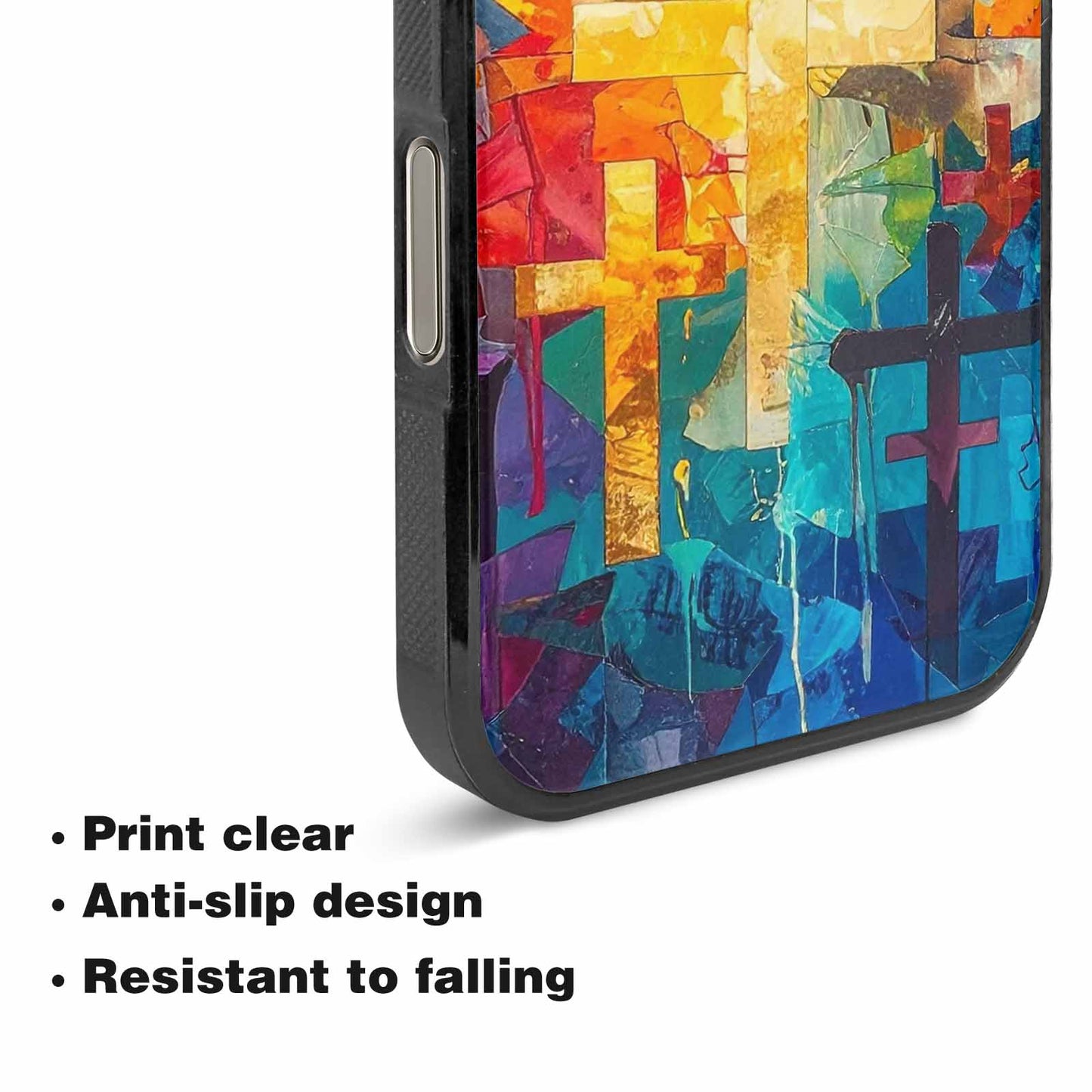 iPhone 16 Pro Case — Faith Cross And Faith Icons Pattern, Unique Phone Case Design