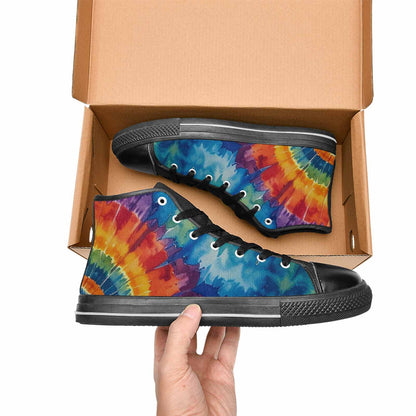WOMEN'S Tie Dye Swirl Circles High Top Canvas Wallpaper Art Shoes