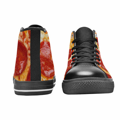 MEN'S Pepperoni Pizza Print High Top Canvas Dark Academia Custom Shoes