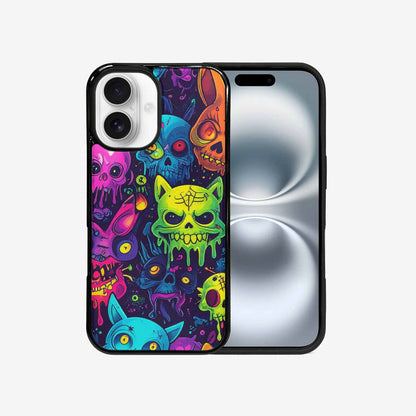 iPhone 16 Case — Mixed Toxic Glow Creature Pattern Hundreds, Custom Phone Case