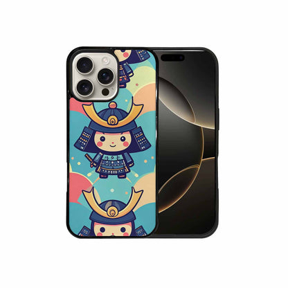 iPhone 16 Pro Max Case — Samurai Cartoon Art Repeat Pattern, Custom Printed Phone Case