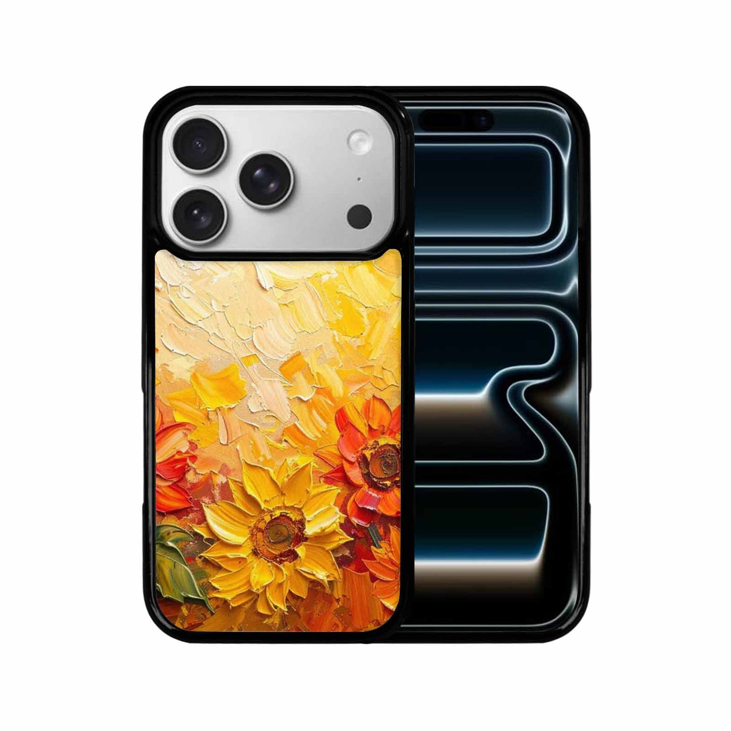 iPhone 17 Pro Case — Impressionist Sunflower Brushstroke Pattern Hundreds Floral, Custom Phone Case