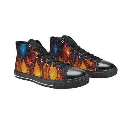 WOMEN'S Fire Flame High Top Canvas Dark Academia Custom Sneakers