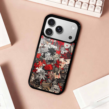 iPhone 17 Pro Case — Black Red Ink Camo Patches Camo, Custom Print Case Cover
