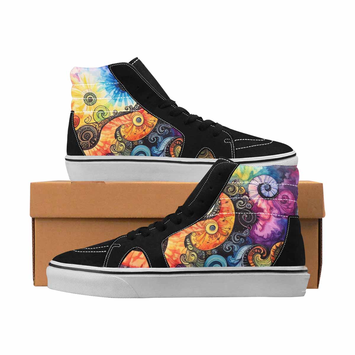 MEN'S Tie Dye High Top Canvas Custom Design Aesthetic Custom Print Sneakers