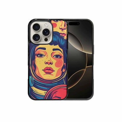 iPhone 16 Pro Case — Retro Astronaut Cartoon Art Pattern Groovy, Custom Printed Phone Case