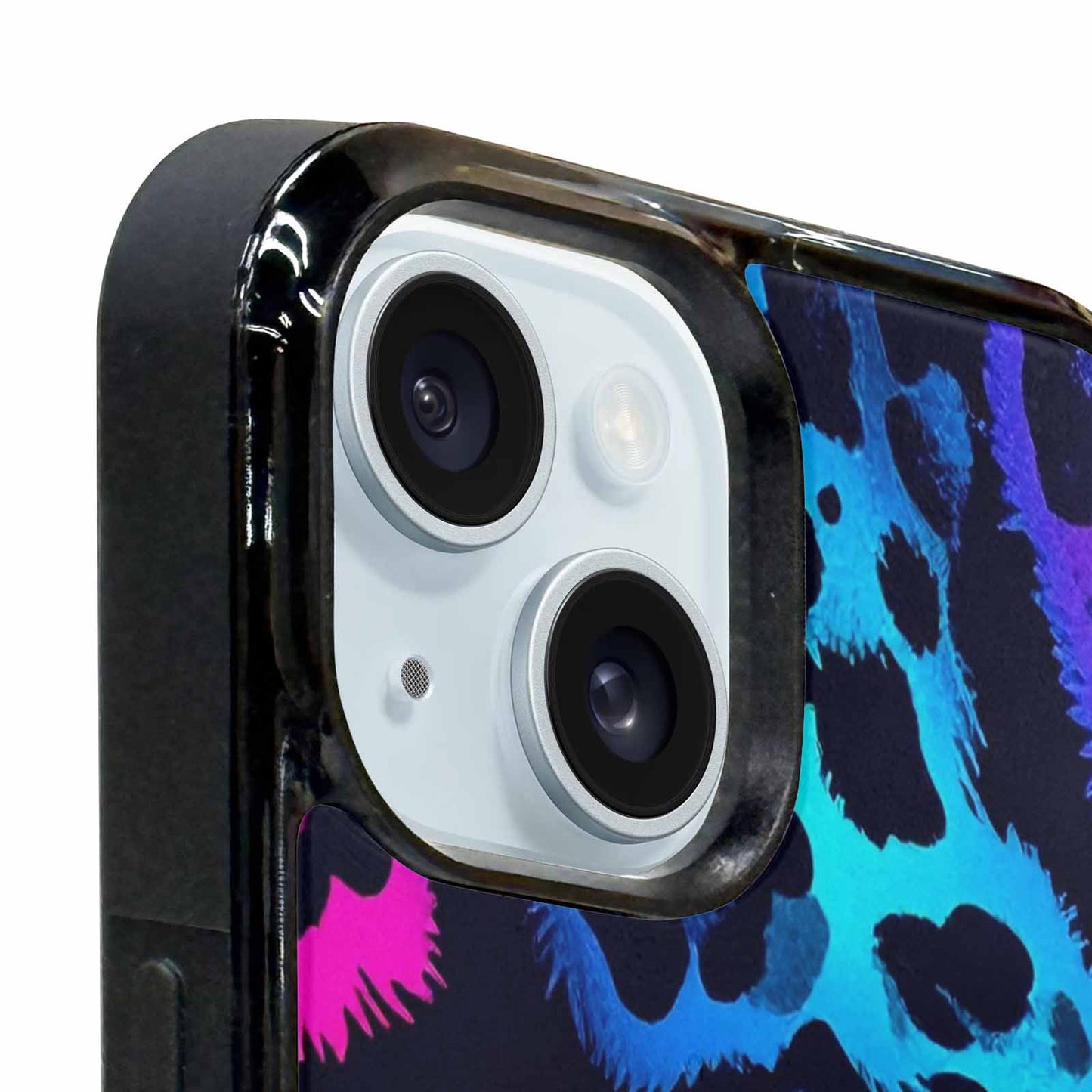 iPhone 15 Plus Case — Leopard Print Neon, Unique Phone Case Design