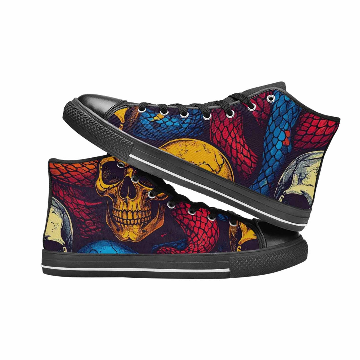 MEN'S Snake Skulls Print High Top Canvas Y2K Custom Shoes