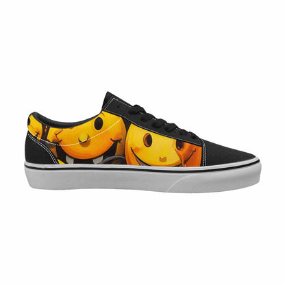 WOMEN'S Melting Moon Smiley — Lace-Up Canvas Kaleidoscope Custom Sneakers