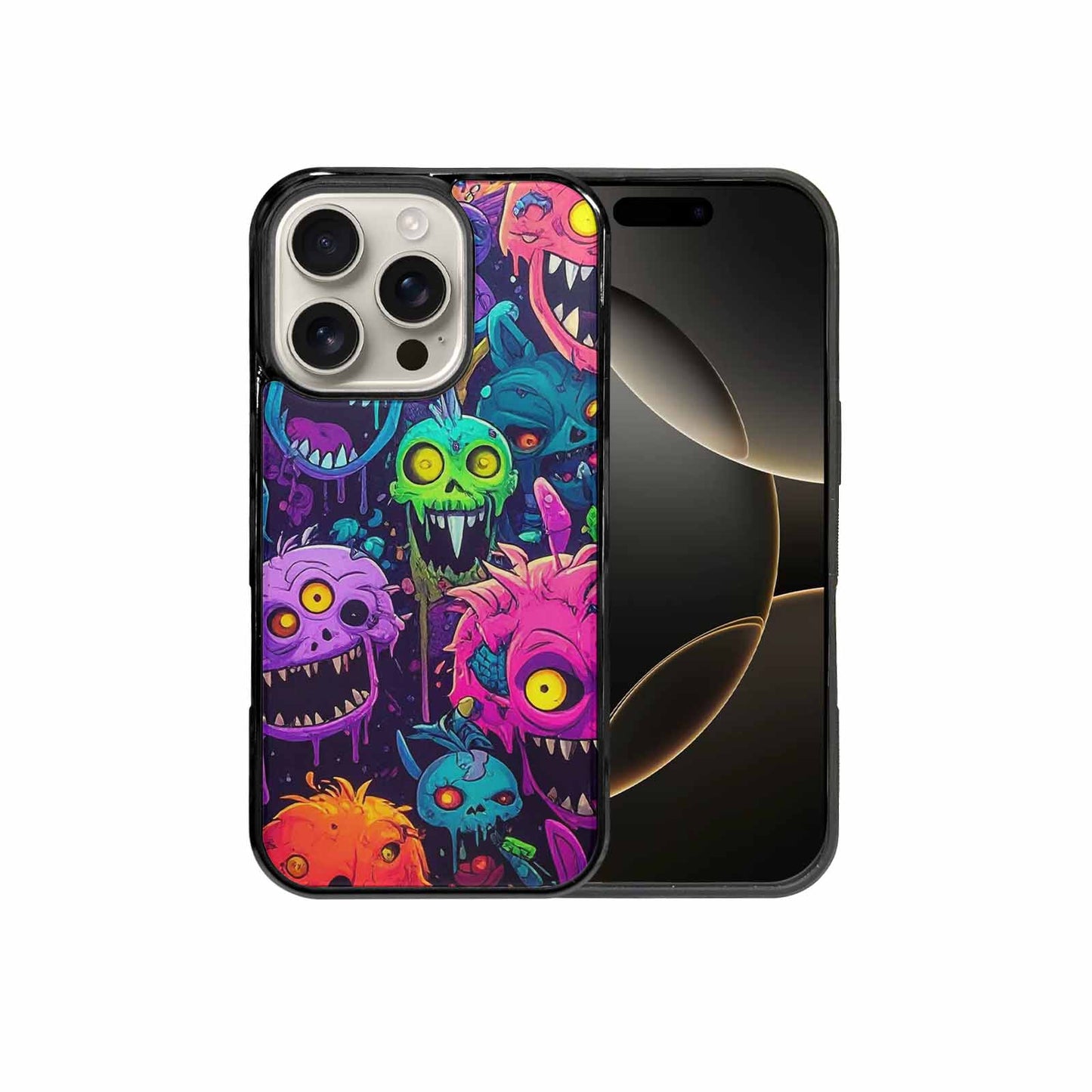 iPhone 16 Pro Case — Mixed Toxic Glow Creature Pattern Hundreds, Unique Phone Case Design