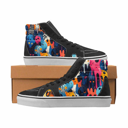 WOMEN'S Alien High Top Canvas Bold Print Wallpaper Art Original Art Sneakers
