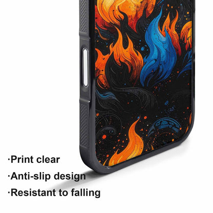 iPhone 17 Pro Case — Black Blue Ink Flame Burst Original, Customized Protective Case