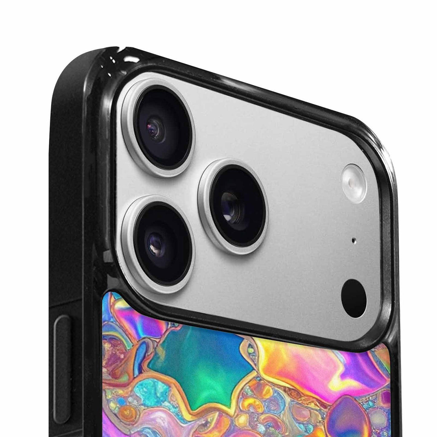 iPhone 17 Pro Max Case — Holographic Iridescent Shimmer Pattern Original Art, Custom Designed Case Cover