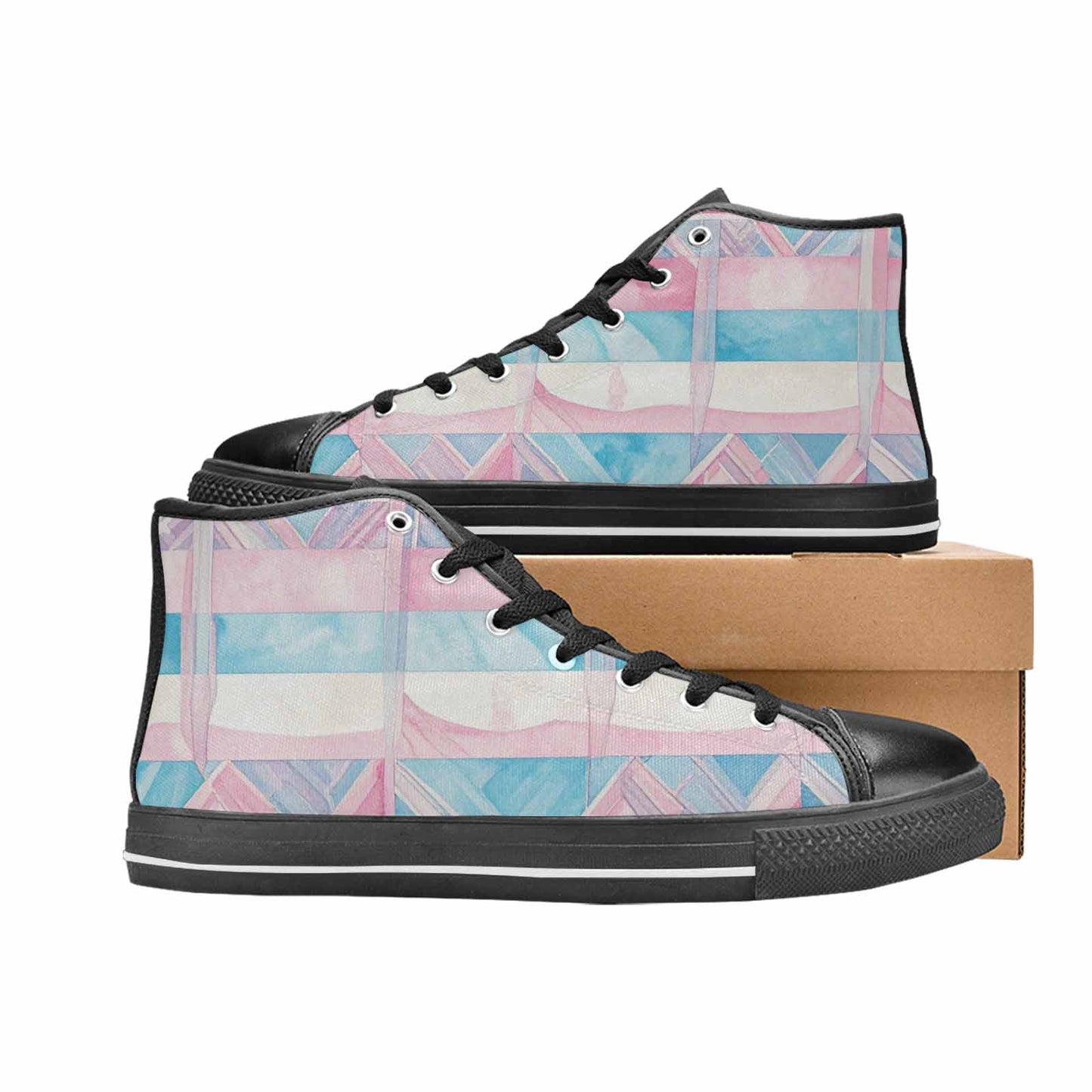 MEN'S Transgender Flag Color High Top Canvas Dark Academia Shoes