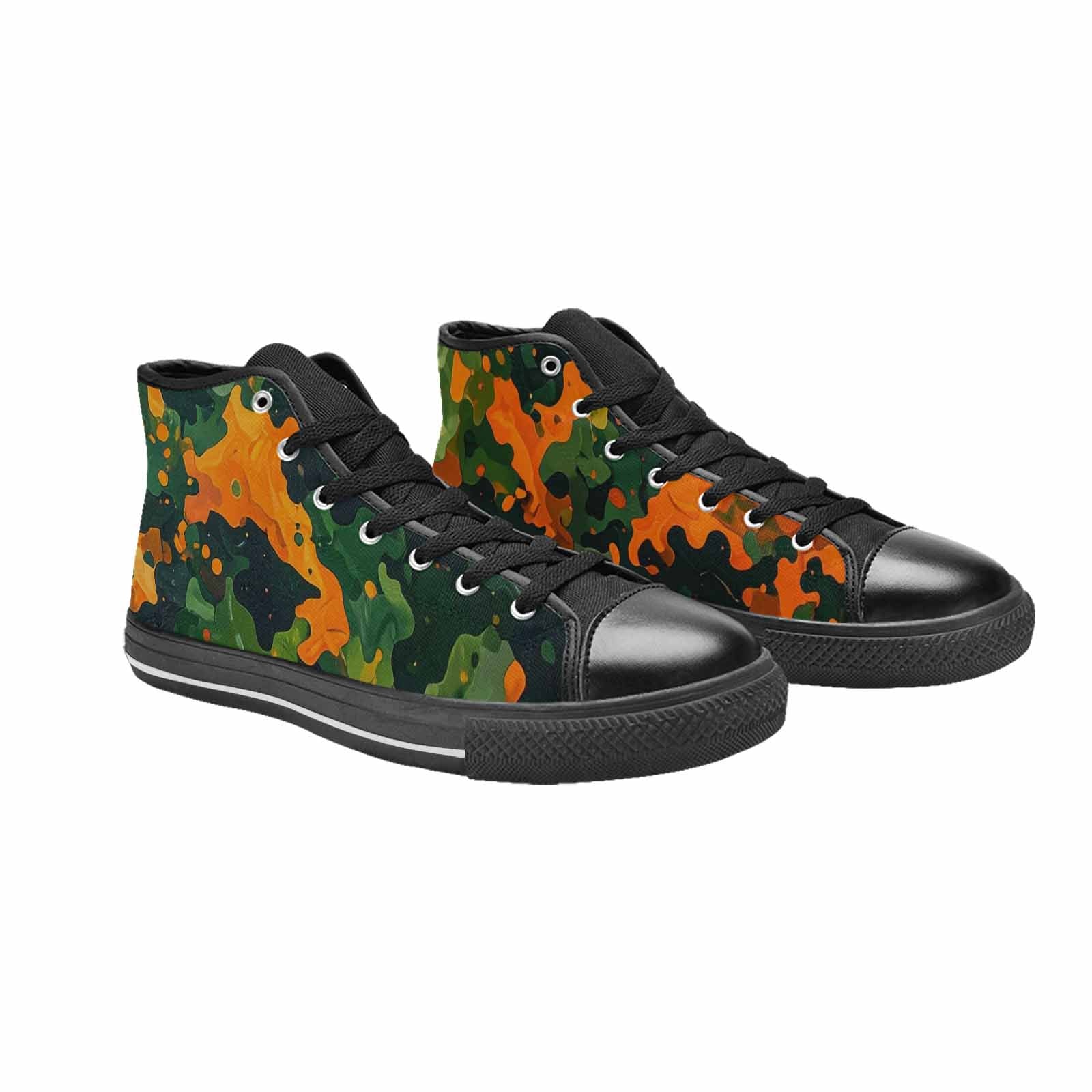 WOMEN'S Military Camouflage Blotch High Top Canvas Surreal Custom Sneakers
