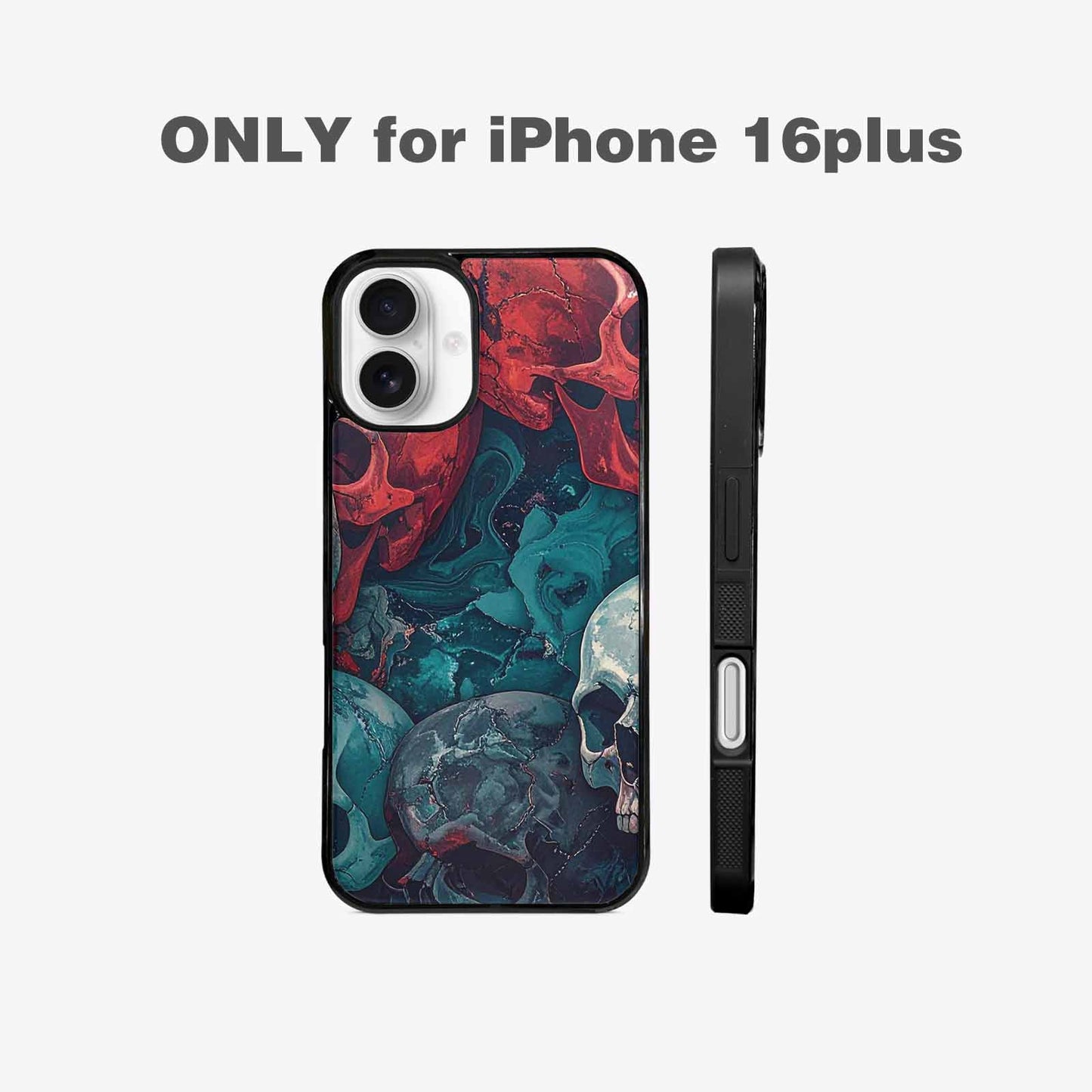 iPhone 16 Plus Case — Marble Skull Custom, Custom Printed Phone Case