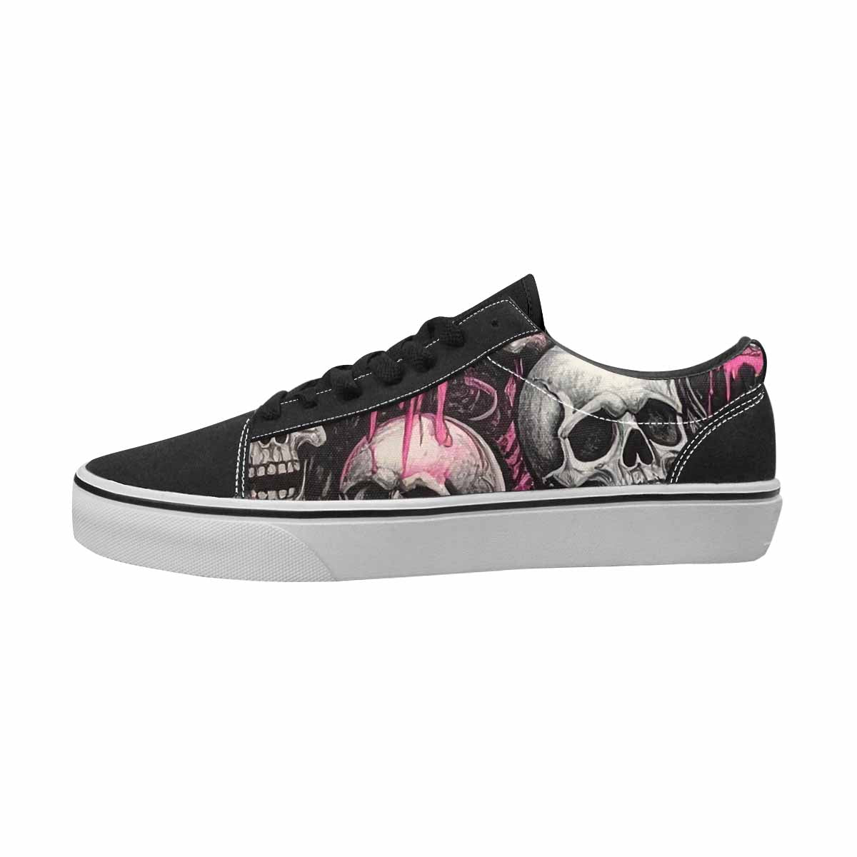 MEN'S Skulls Black & Pink Ink Canvas Bold Print Dreamcore Custom Shoes
