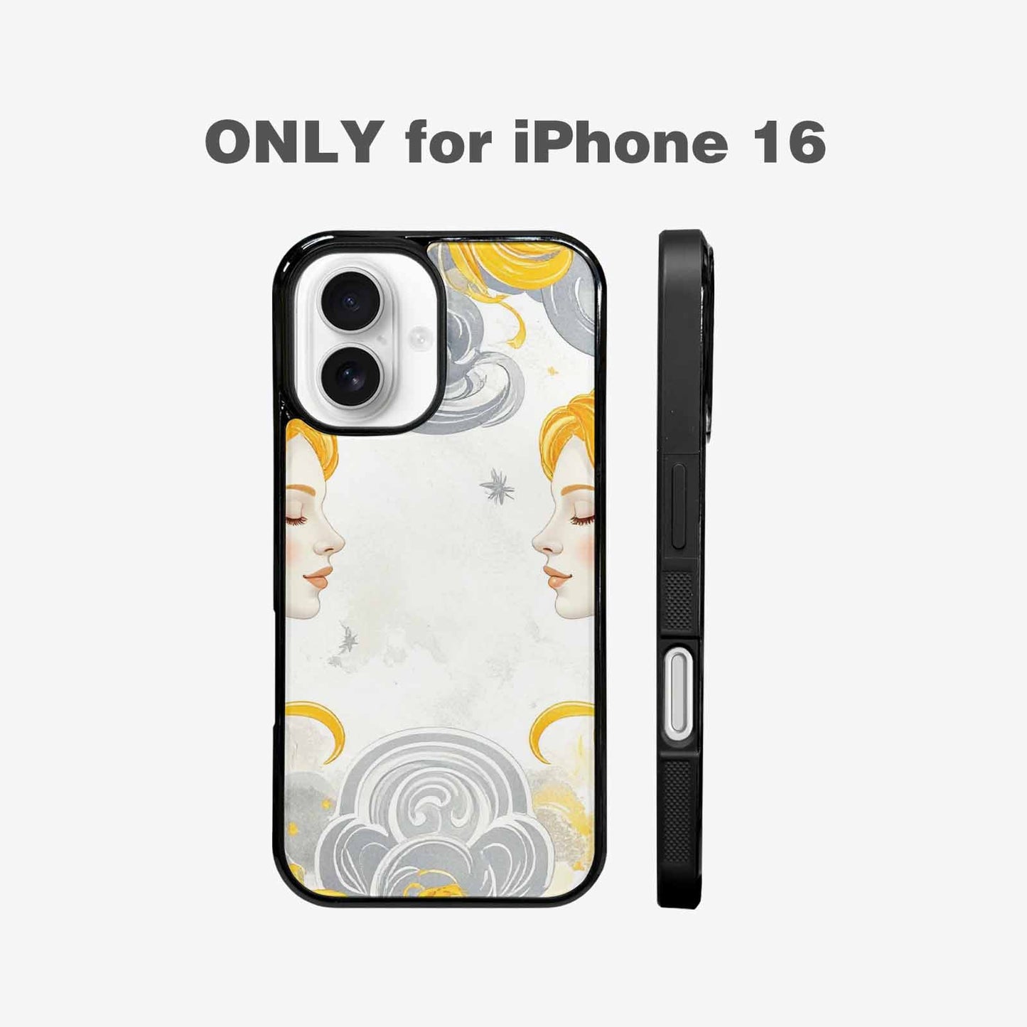 iPhone 16 Case — Gemini Twins Zodiac Pattern Seamless Repeat, Unique Phone Case Design