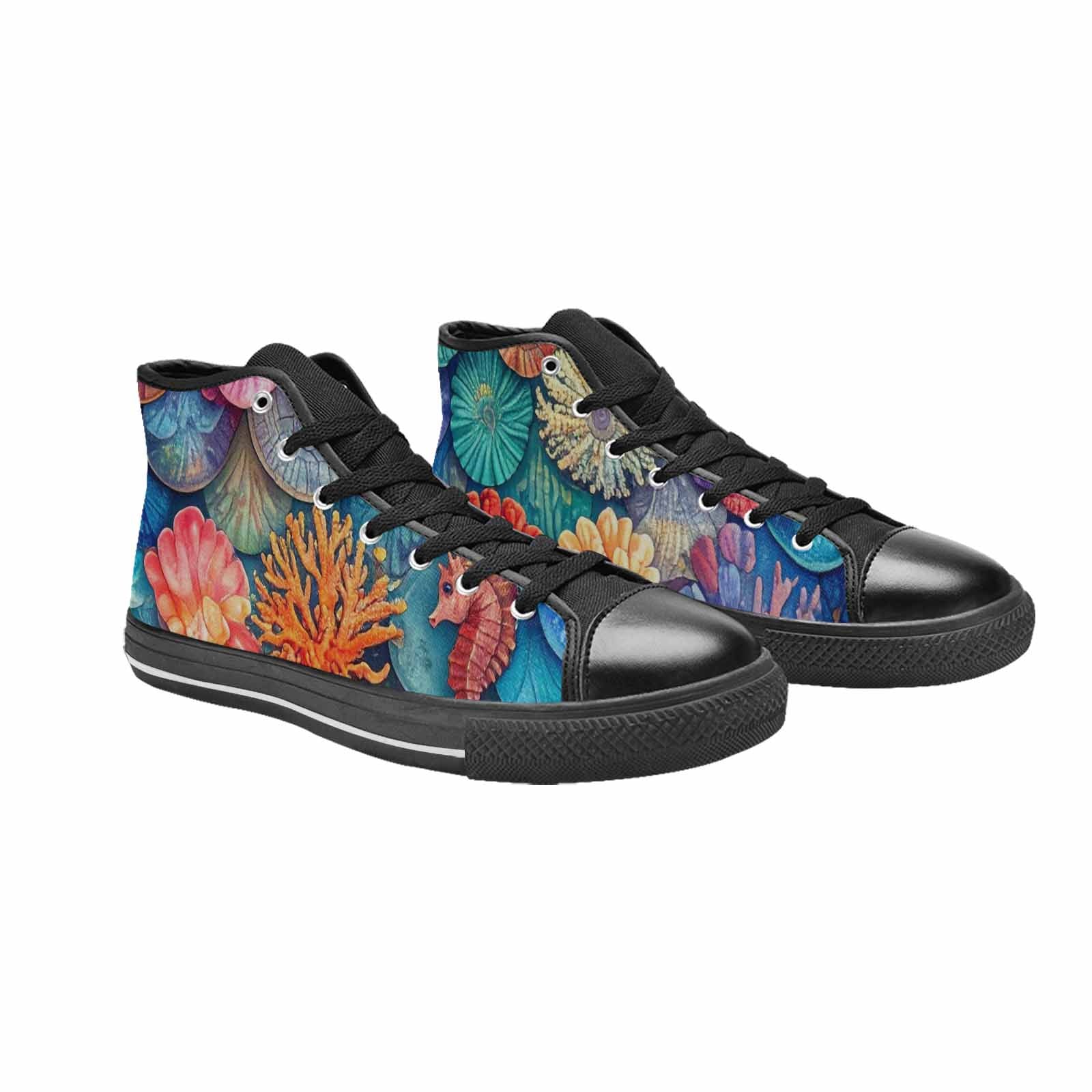 MEN'S Fish Scale Coral High Top Canvas Cottagecore Shoes