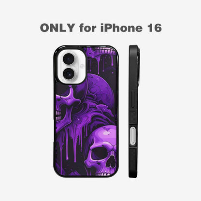 iPhone 16 Case — Monochrome Purple Skeletons Neon Drip Melting, Original Design Phone Case