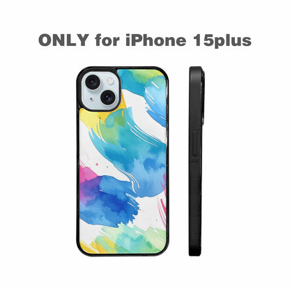iPhone 15 Plus Case — Trans Strong Watercolor Seamless Pattern Vibrant, Custom Print Case Cover