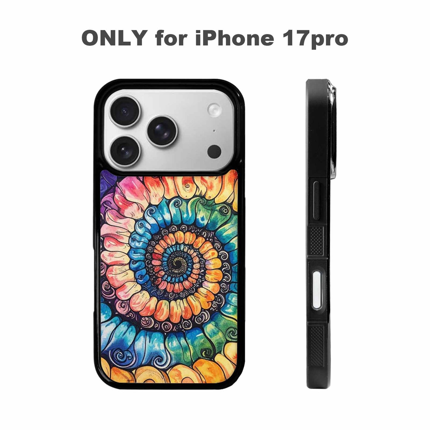 iPhone 17 Pro Case — Tie Dye Swirls Black White Tie, Unique Phone Case Design