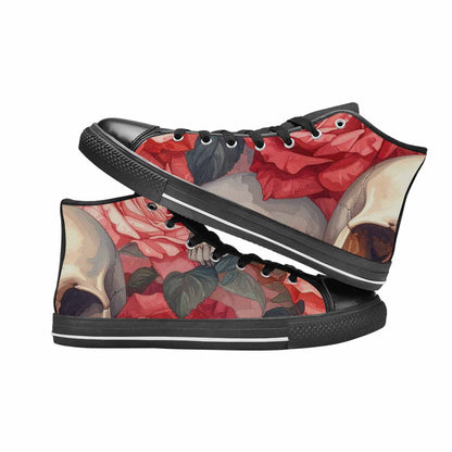 MEN'S Skulls Roses Soft Airbrush High Top Canvas Neon Fantasy Custom Sneakers
