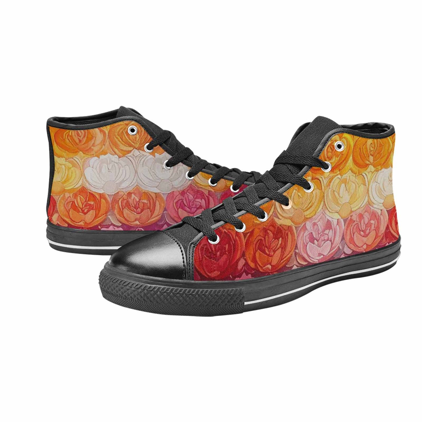 MEN'S Lesbian Flag Color High Top Canvas Wallpaper Art Custom Sneakers