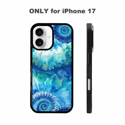 iPhone 17 Case — Tie Dye Ocean Blues Tie Dye, Custom Printed Phone Case